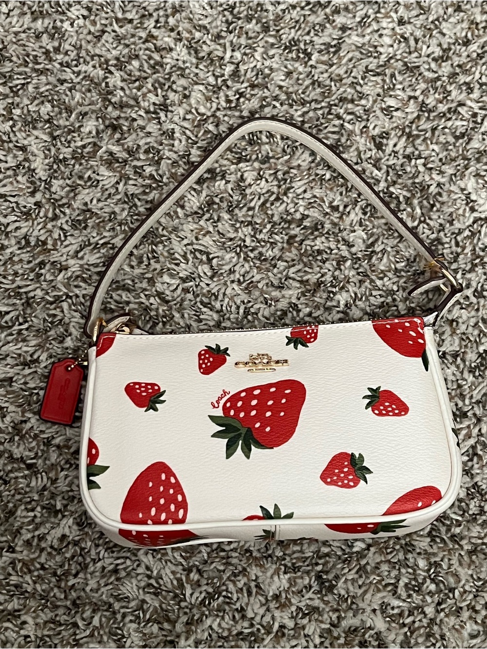 Coach Bag with Red Strawberry Print - Picture 2 of 7